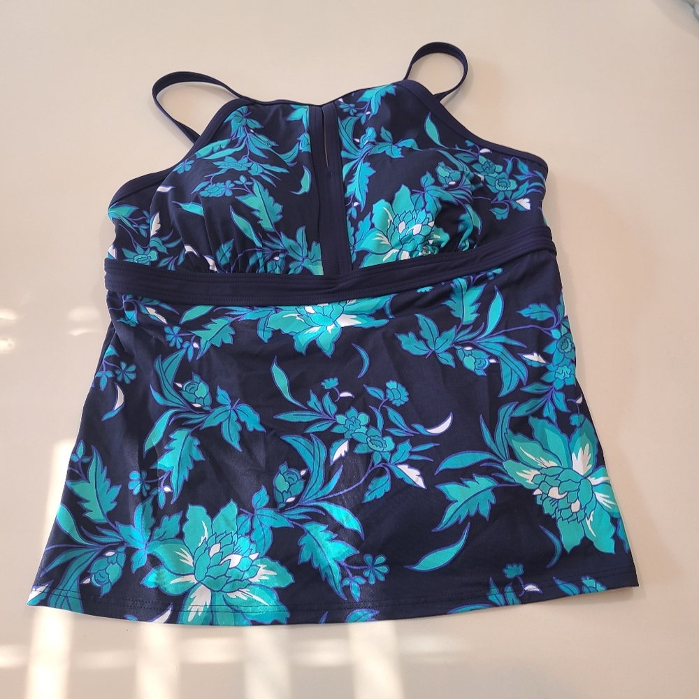 Lands' End Blue Floral Tankini Top in Size 12